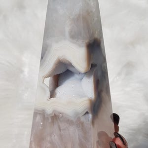 Stunning Agate Quartz Druzy Tower from Brazil with Rainbows / Crystal / High Quality
