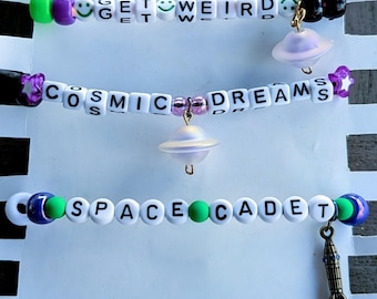 Space Themed Kandi Bracelet 3-Pack: Rave Festival Jewelry