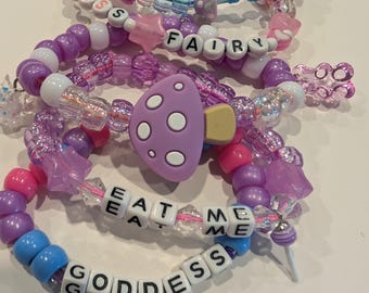 PLUR Kandi Bracelets: Colorful Rave Jewelry - EDM Festival Set of 5