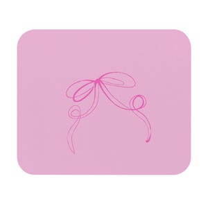 Cute Pink Bow Mouse Pad, Office Desk Accessory, Gift for Her, Personalized Mouse Pad, Home Office Decor, Stylish Workspace