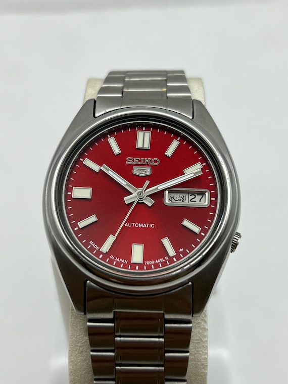 SEIKO 5 SNXS79 Beauty Red Sunburst Dial Automatic 21 Jewels MEN'S