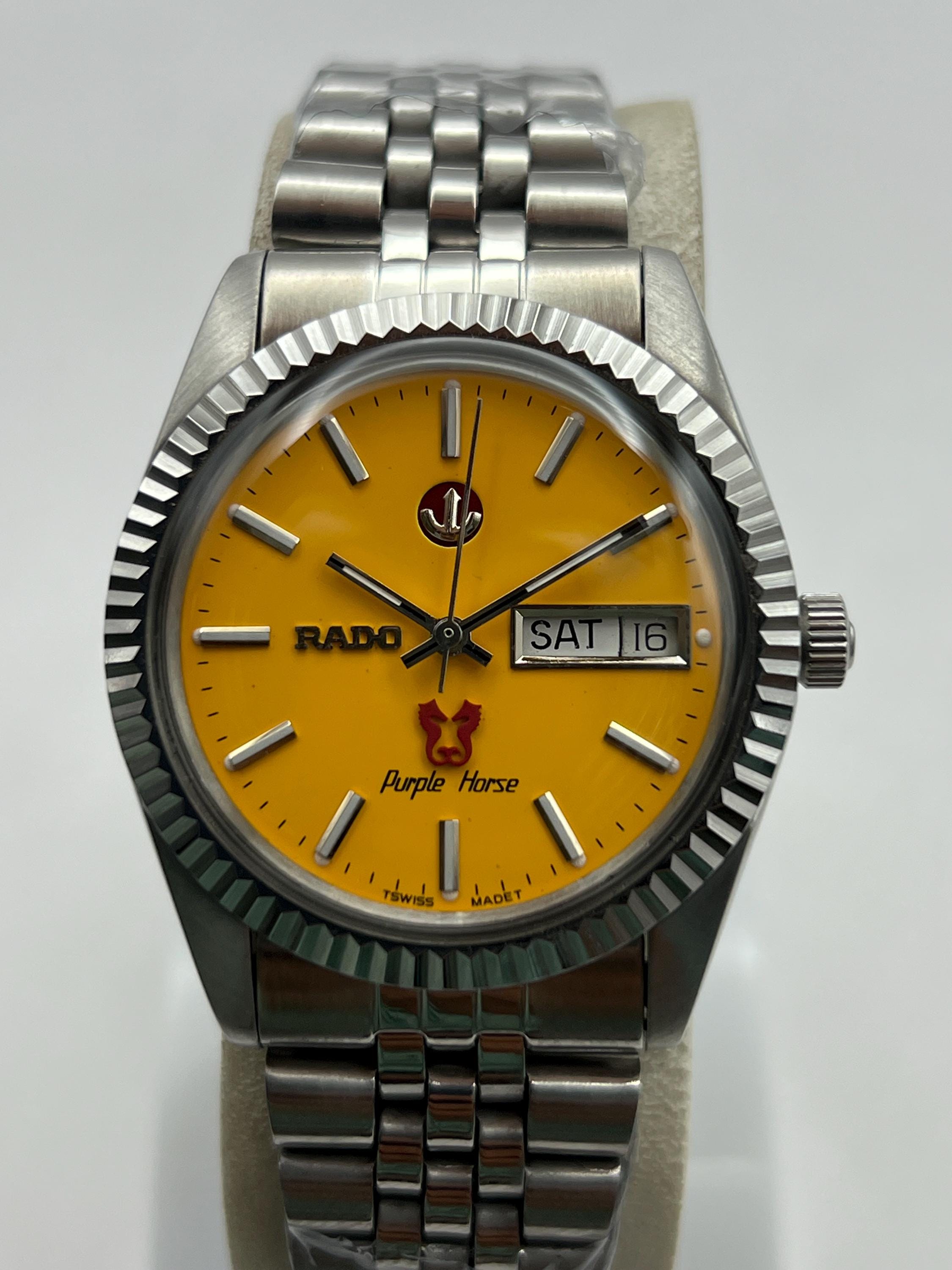 Vintage Rado Purple Horse Watch: Swiss Made Automatic Day-date - Etsy