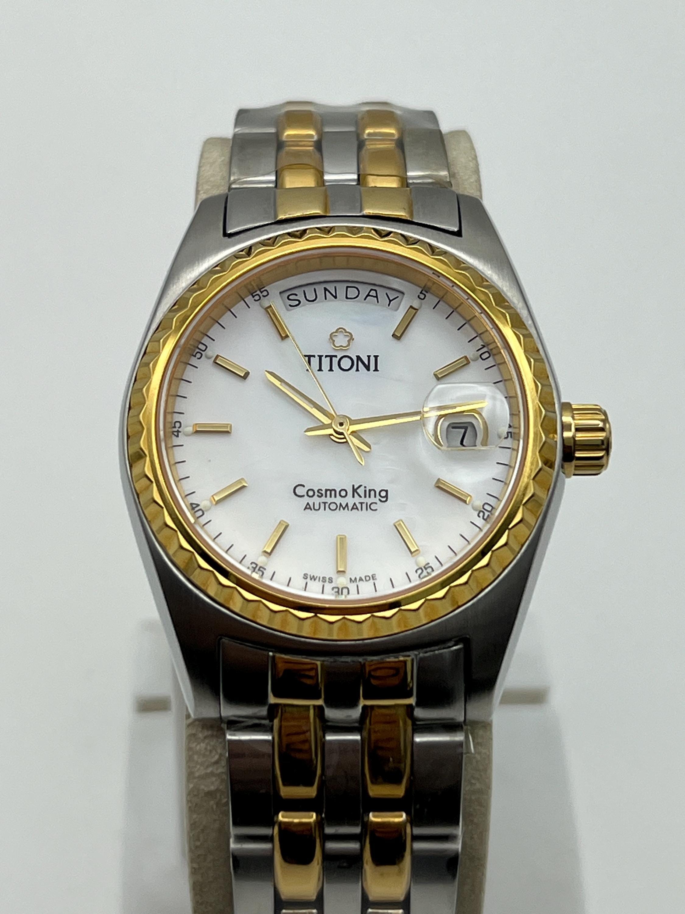 Titoni Cosmo King Automatic Watch, Diamond Bezel, Day-date, Two