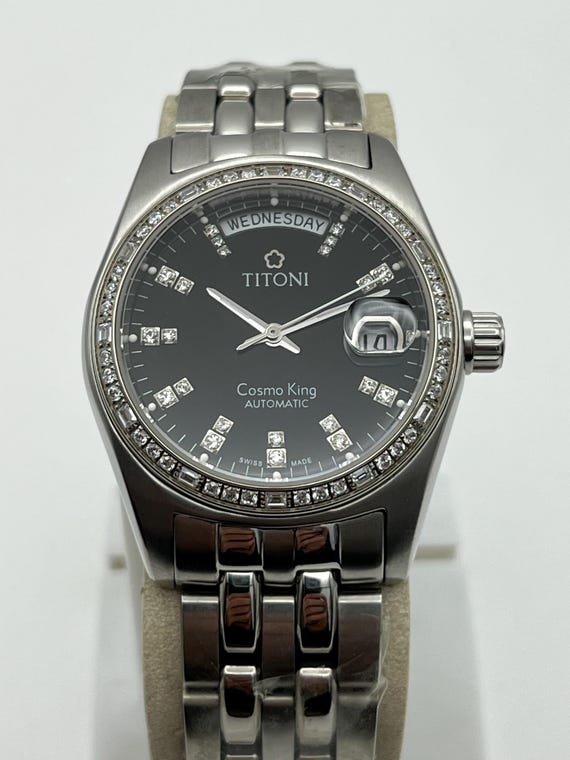 Titoni Cosmo King Automatic Watch, Diamond Bezel, Day-date - Etsy
