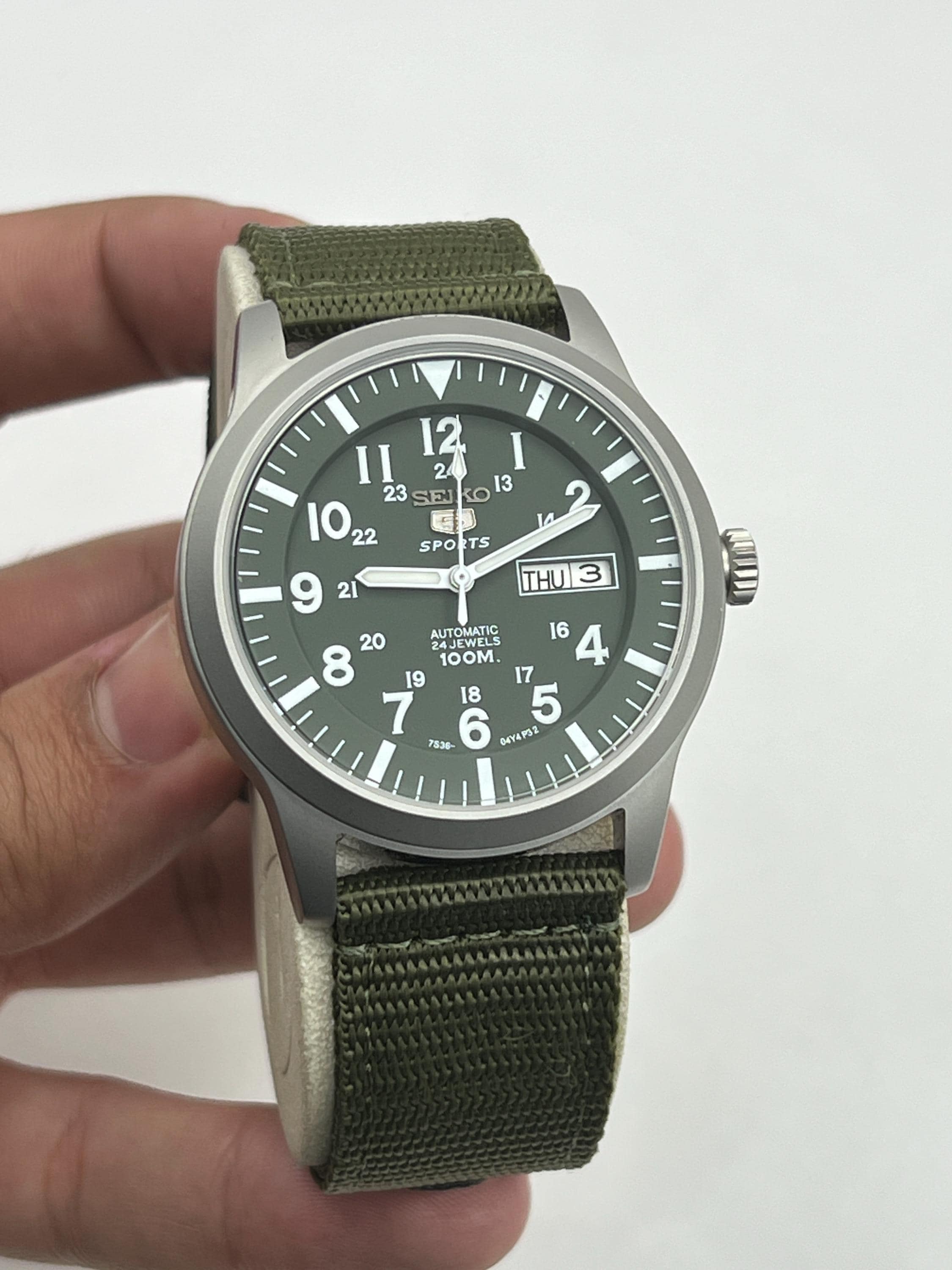 Seiko 5 Sports Automatic Green Dial Field Watch 7S36-03J0 Men's