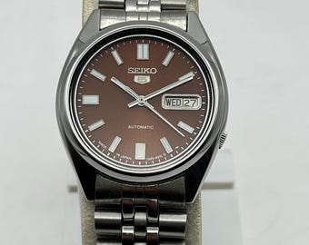 SEIKO 5 SNX447 ブラウン サンバースト ダイヤル 自動巻き 17 石