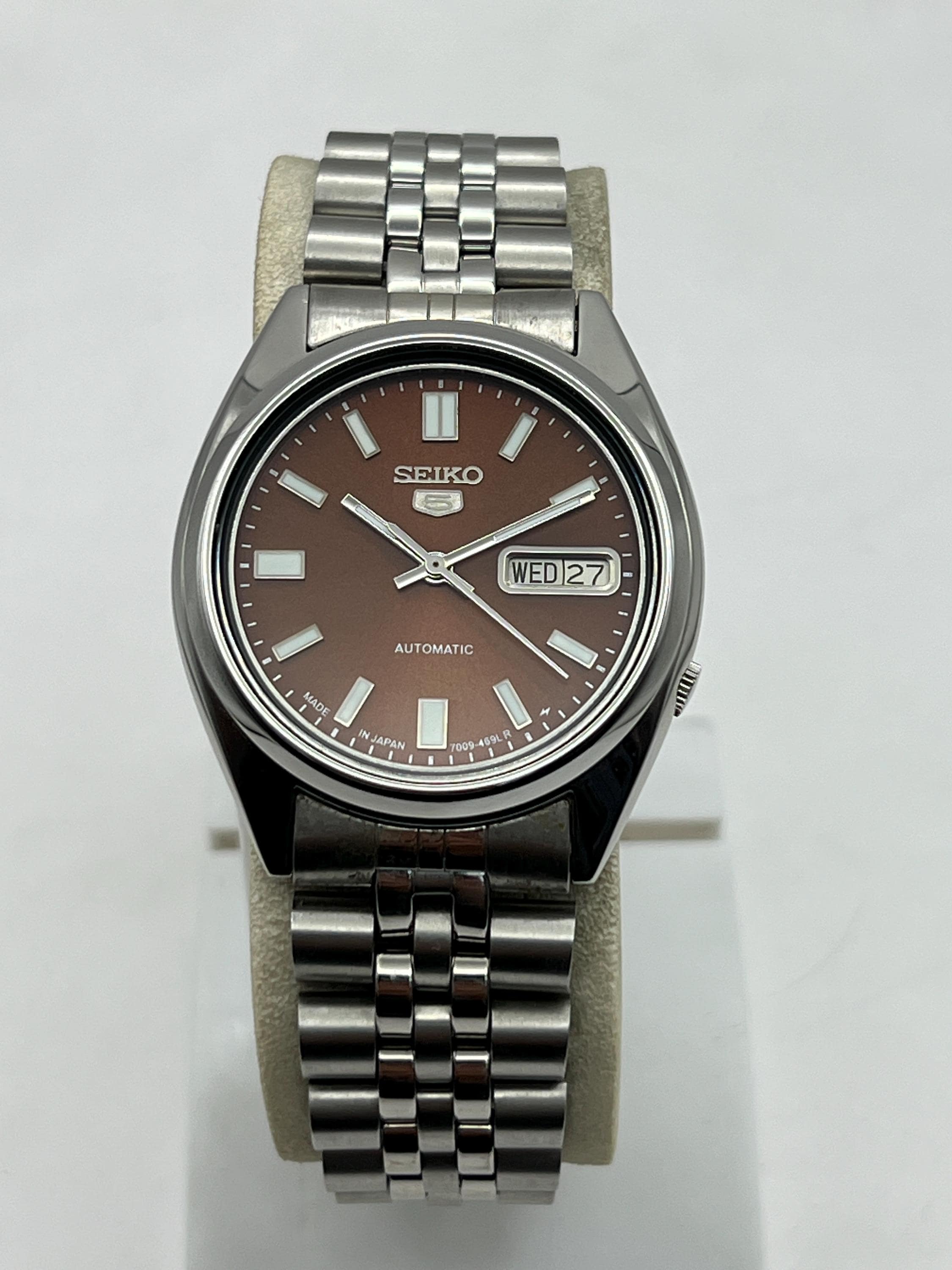 SEIKO 5 SNX447 BROWN Sunburst Dial Automatic 17 Jewels Men's