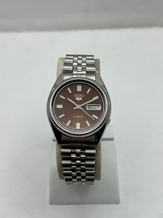 SEIKO 5 SNX447 BROWN Sunburst Dial Automatic 17 Jewels Men's