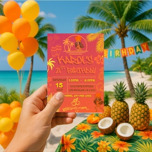 Karol G Tropicoqueta Birthday Invitation – Custom Made For You – Summer Theme Party Invite + FREE Wallpaper
