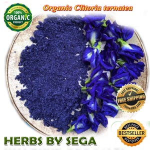 25 Grams Butterfly Pea Powder, Clitoria ternatea, Premium Qulity Air Dehydrated, Organic Whole Flower, Detox Tea