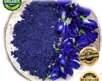 Organic Butterfly Pea Flower Powder: Clitoria Ternatea, Detox Tea (25 Grams