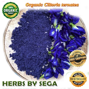 Polvo de guisante de mariposa, Clitoria ternatea, deshidratado al aire de primera calidad, polvo orgánico de flores enteras, té desintoxicante