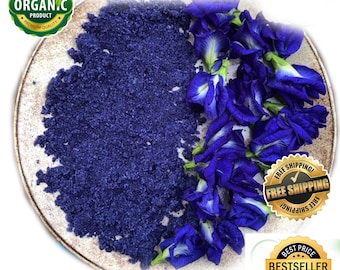 Organic Butterfly Pea Flower Powder: Clitoria Ternatea, Air Dehydrated