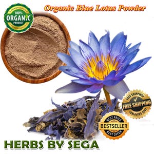 25 Grams Blue Lotus Powder, Organic Egyptian Blue Lotus Powder, Organic Egyptian Blue Lotus, Nymphaea Caerulea Herbal Tea, Made To Orders
