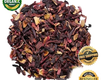 Organic Hibiscus Flowers: Herbal Tea, Hibiscus Sabdariffa (25 Grams)
