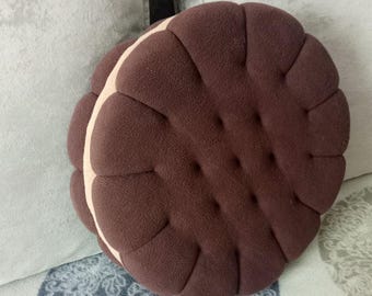 Coussin décoratif en forme de biscuit/Tampon fait main/Coussin rond/Coussin biscuit/Coussin biscuit en polaire douce