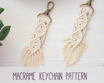 Porte-clés en macramé, modèle de porte-clés, modèle PDF en macramé, bricolage en macramé, tutoriel porte-clés en macramé, tutoriel en macramé