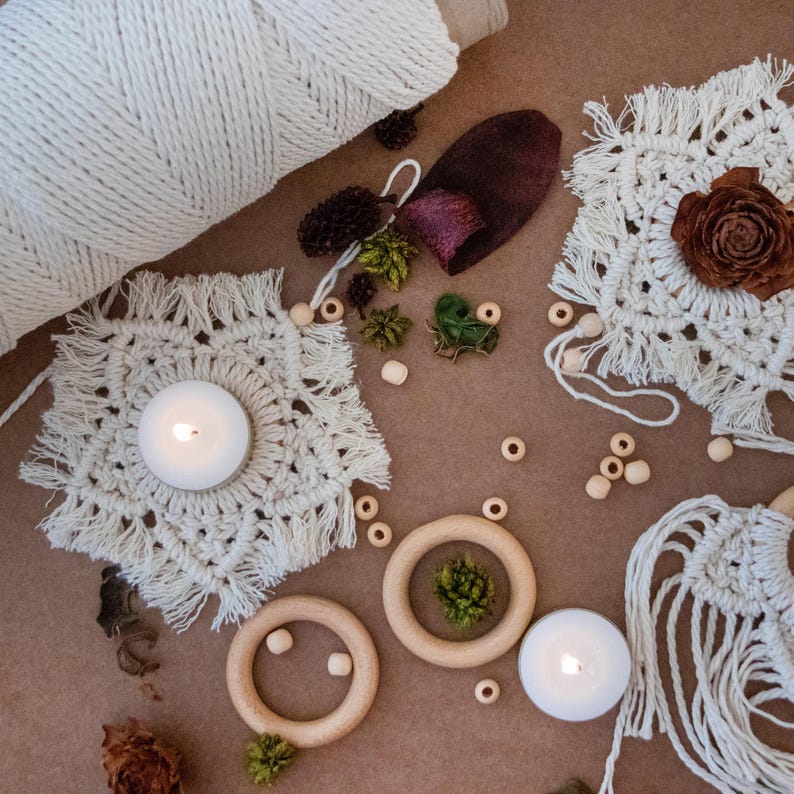 Motif étoiles en macramé, motif en macramé, tutoriel en macramé, ornement en macramé, PDF en macramé, instructions en macramé, flocon de neige en macramé image 3
