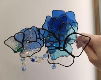 Vitrail 3D Tiffany Branche Couleurs personnalisées Assortiment de fleurs Variations de tiges faites main