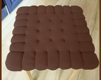 Coussin d'assise en forme de biscuit/Coussin de chaise fait main/Oreiller carré/Oreiller en forme de biscuit/Coussin biscuit en molleton doux