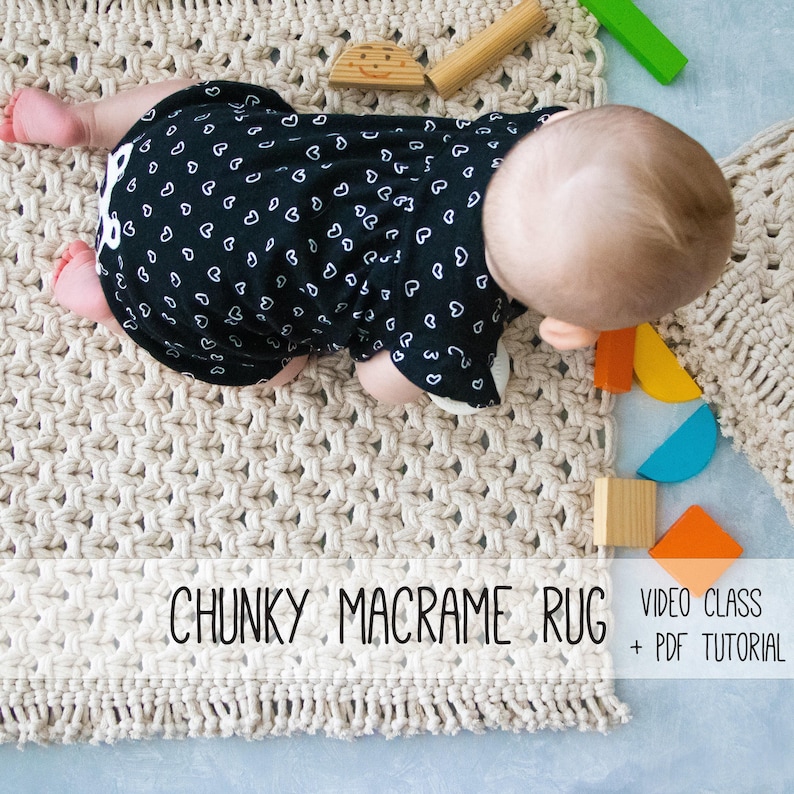 Motif de tapis en macramé, motif en macramé, PDF en macramé, tutoriel en macramé, bricolage en macramé, motif pour débutant, tutoriels en macramé image 1