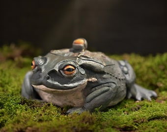 Boîte en céramique de crapaud Bufo Alvarius, sculpture chamanique, graine de vie géométrique sacrée, art visionnaire psychédélique, urne commémorative
