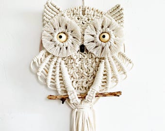 Motif hibou en macramé, tutoriel PDF à suspendre en macramé pour débutants