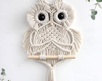 Motif hibou en macramé, tutoriel PDF à suspendre en macramé pour débutants