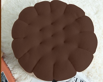 Coussin d'assise en forme de biscuit/Coussin de chaise fait main/Oreiller rond/Oreiller en forme de biscuit/Coussin biscuit en molleton doux