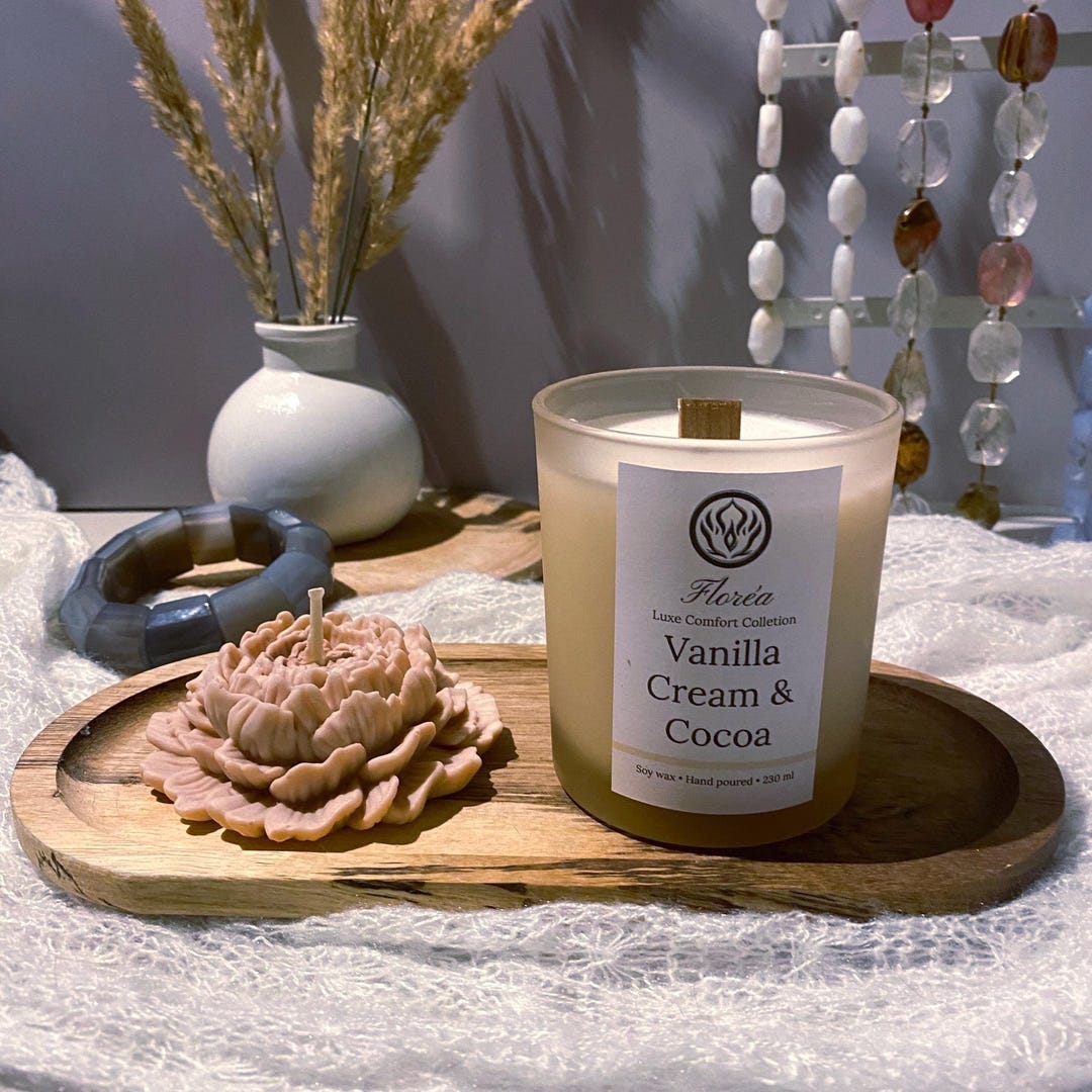 Luxury Soy Candle Gift Set – Vanilla Cream, Cocoa, Flower Candle ...