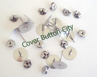 48 Stainless Steel 10mm Earring Posts With or Without Backs - 10.4mm Long