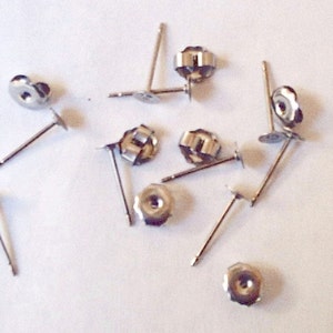 Nickel Free 100 Pieces Titanium 6mm Earring Posts With or Without Backs - 11.5mm Long