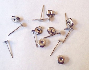 Nickel Free 100 Pieces Titanium 3mm Earring Posts With or Without Backs - 9.5mm Long