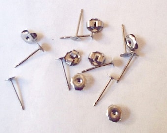 Nickel Free 200 Titanium 8mm Earring Posts With or Without Backs - 11.5mm Long