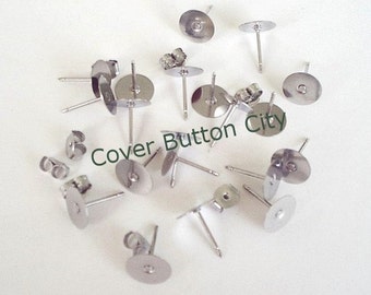 24 Stainless Steel 8mm Earring Posts With or Without Backs - 11.7mm Long