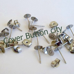 200 Stainless Steel 5mm Flat Pad Posts With or Without Backs, 10.4mm Length