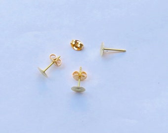 20 (10 pair) 6mm gold color Earring Post With or Without Back - 10.4mm long