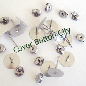 200 Stainless Steel 12mm Earring Posts With or Without Backs 11.7mm Long image 1