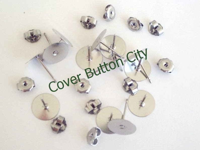 200 Stainless Steel 12mm Earring Posts With or Without Backs 11.7mm Long image 1