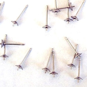 4mm Stainless Steel Cup Pad with Peg - Earring Post - 50 Pieces