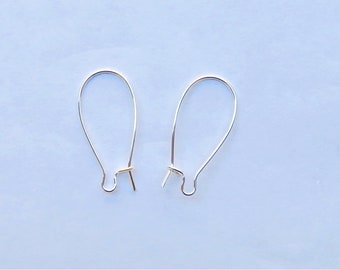 48 (24 Pair) Ear Wires Silver Plated Kidney 25mm