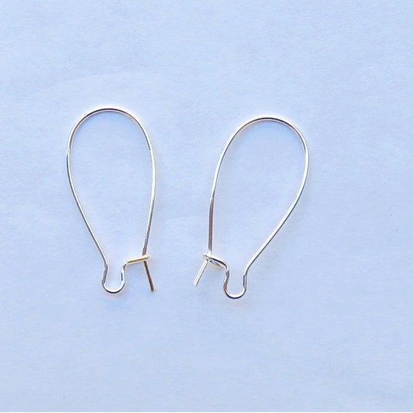 48 (24 Pair) Ear Wires Silver Plated Kidney 25mm
