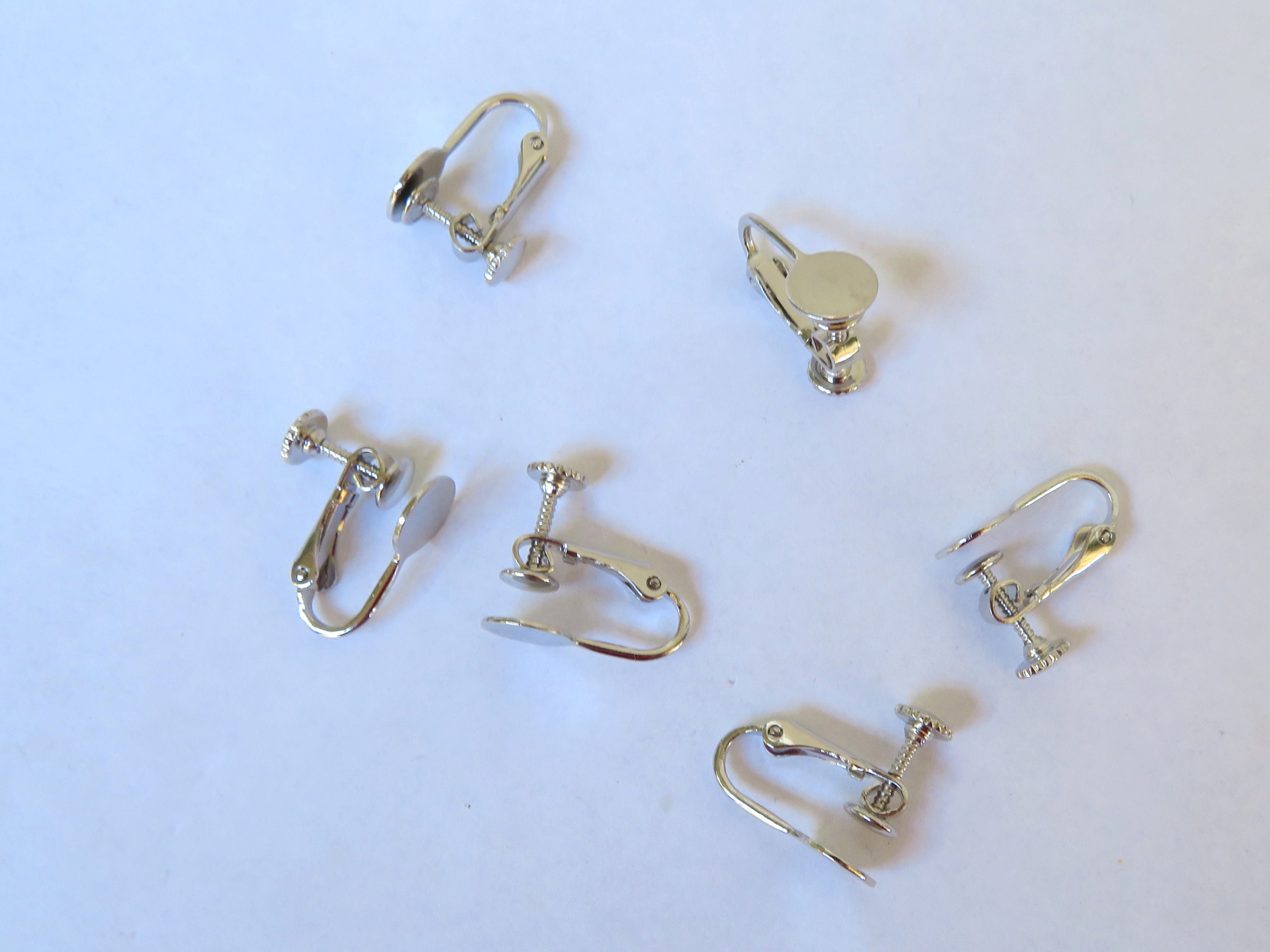 10 Pair Silver or Gold Tone Metal Clip on Earring Backs Backings Large 20mm  Flat Pad Findings Hardware 