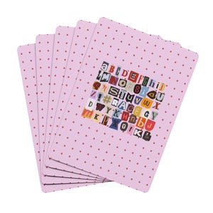 Cutout Alphabet Soup -  Playing Cards | Pink Collage Typography Deck | Retro Indie Game Night Cards | Cute Funky Gift