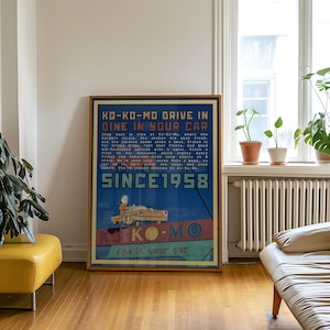 Ko-Ko-Mo Drive-In Diner Poster (UNFRAMED, 3 Sizes) - Retro Wall Art | Vintage Neon Sign Print | 1950s Drive-In Decor | Nostalgic Car Art