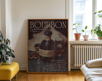 Vintage Bourbon Bottle Poster - Speakeasy Bar Art Print (UNFRAMED, 3 Sizes)