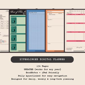 Hyperlinked Digital Planner | Undated GoodNotes Planner for iPad | Daily Weekly Monthly Planner | Wellness, Finance & Life Organizer