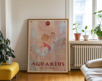 Aquarius  Poster (UNFRAMED, 3 Sizes) | Astrology Wall Art | Horoscope Print | Celestial Star Sign Decor
