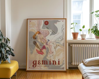 Gemini  Poster (UNFRAMED, 3 Sizes) | Astrology Wall Art | Horoscope Print | Celestial Star Sign Decor