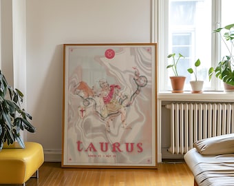 Taurus  Poster (UNFRAMED, 3 Sizes) | Astrology Wall Art | Horoscope Print | Celestial Star Sign Decor
